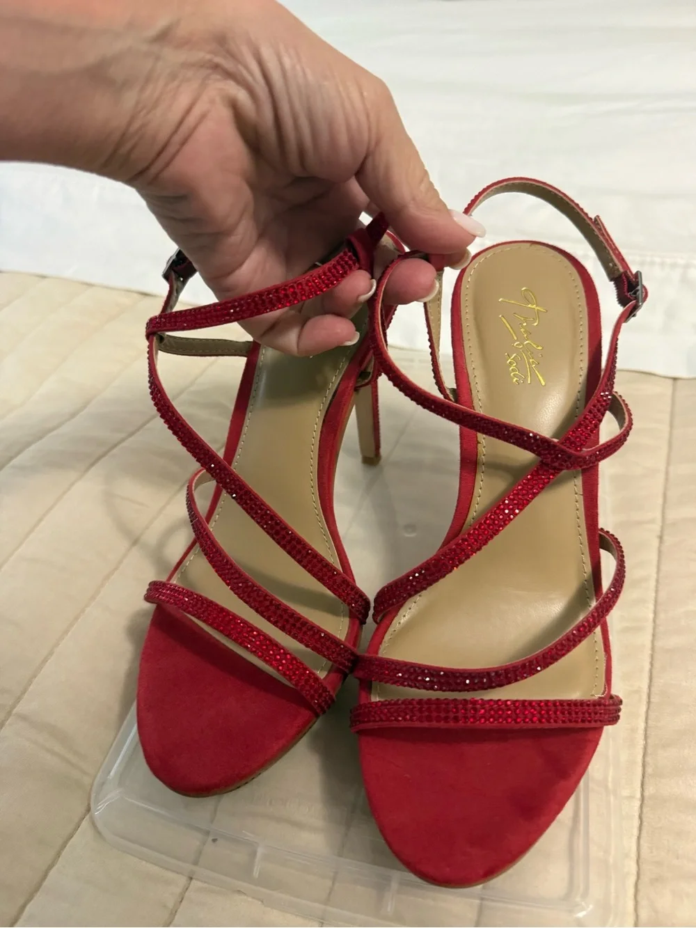 Thalia Sodi Red Strappy Platform High Heels